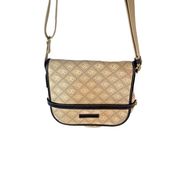 Dooney And Bourke Tan Khaki Logo Crossbody Bag Shoulder Purse Sz M Boho Cottage - Picture 7 of 8